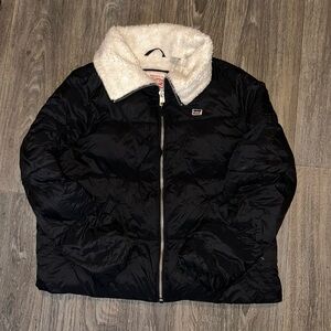 Levi's Women’s Black Puffer Jacket with Fur Collar
